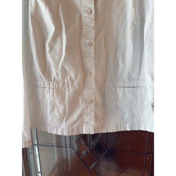 New Eileen Fisher Organic Cotton Stretch Stand Collar jacket sz 3X White - Picture 9 of 15